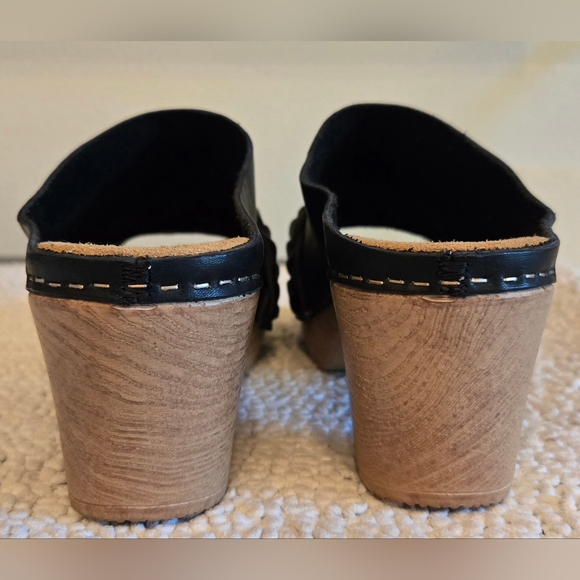 Calou Stockholm Leather Black Sandal Clogs Sz EU 41 - Picture 6 of 10